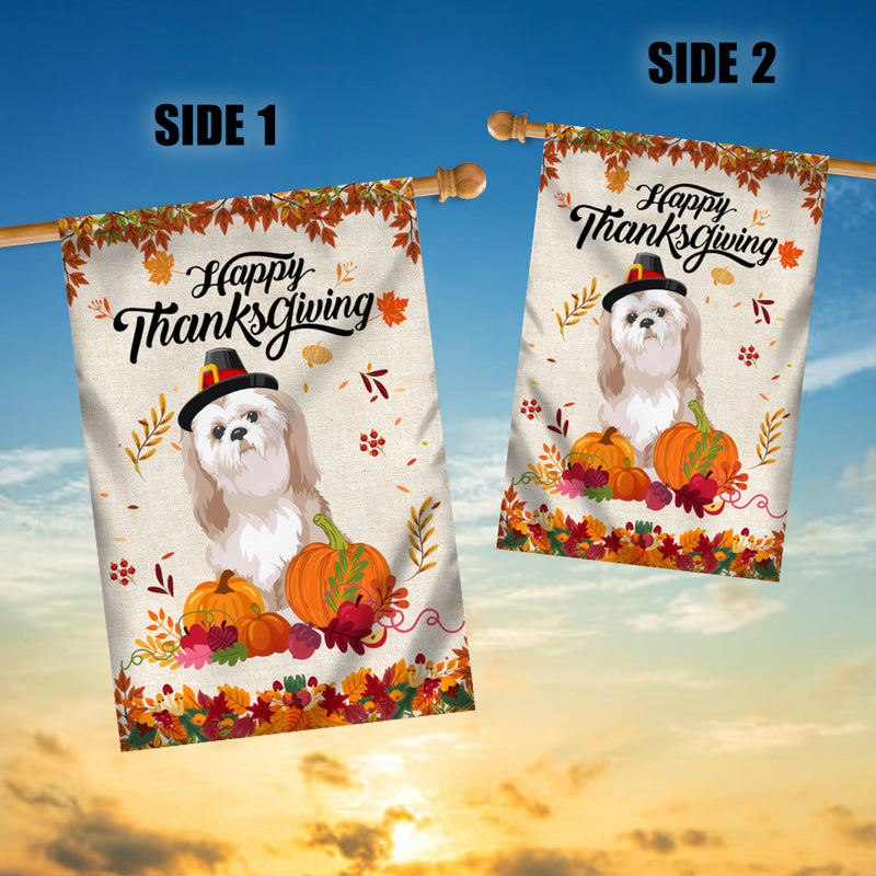 Happy Thanksgiving Funny Shih Tzu Flag Fall Pumpkin Farmhouse Autumn Thanksgiving House Flag mockup 3 800x.jpg