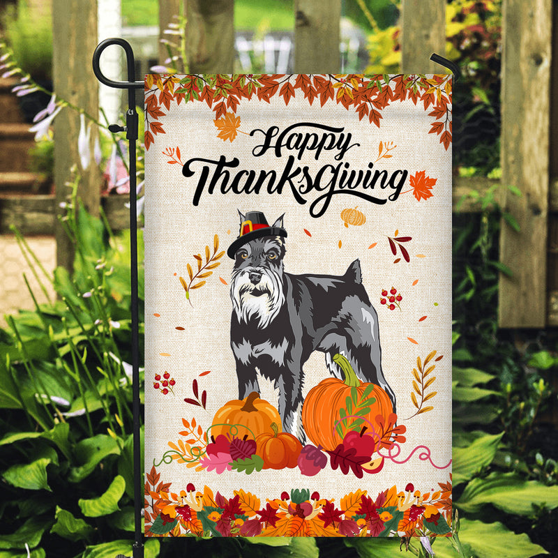 Happy Thanksgiving Funny Schnauzer Flag Fall Pumpkin Farmhouse Autumn Thanksgiving Garden Flag mockup 2 800x.jpg
