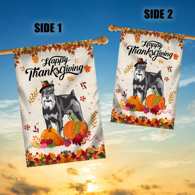 Happy Thanksgiving Funny Schnauzer Flag Fall Pumpkin Farmhouse Autumn Thanksgiving House Flag mockup 3 800x.jpg