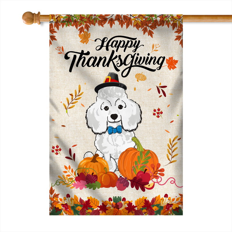 Happy Thanksgiving Funny Poodle Flag Fall Pumpkin Farmhouse Autumn Thanksgiving House Flag mockup 1 800x.jpg