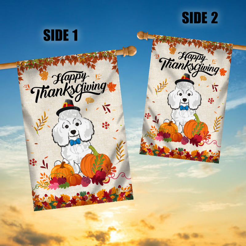 Happy Thanksgiving Funny Poodle Flag Fall Pumpkin Farmhouse Autumn Thanksgiving House Flag mockup 3 800x.jpg