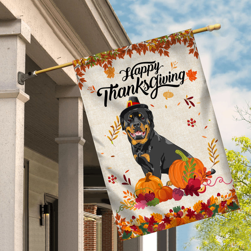 Happy Thanksgiving Funny Rottweiler Flag Fall Pumpkin Farmhouse Autumn Thanksgiving House Flag mockup 2 800x.jpg