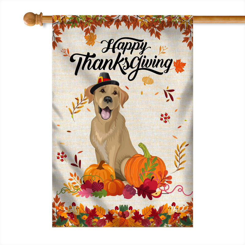 Happy Thanksgiving Funny Labrador Flag Fall Pumpkin Farmhouse Autumn Thanksgiving House Flag mockup 1 800x.jpg