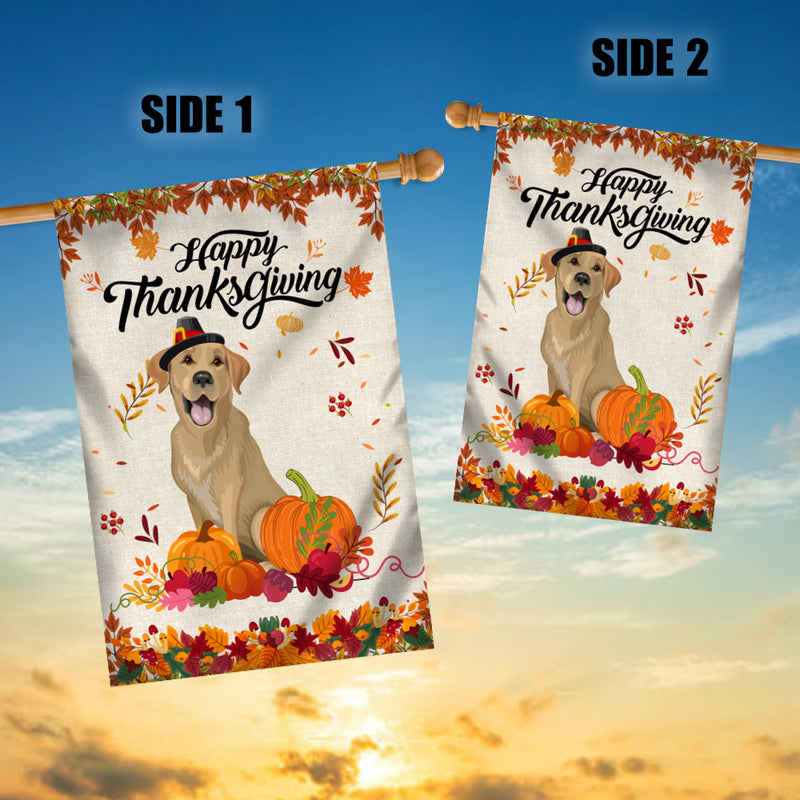Happy Thanksgiving Funny Labrador Flag Fall Pumpkin Farmhouse Autumn Thanksgiving House Flag mockup 3 800x.jpg