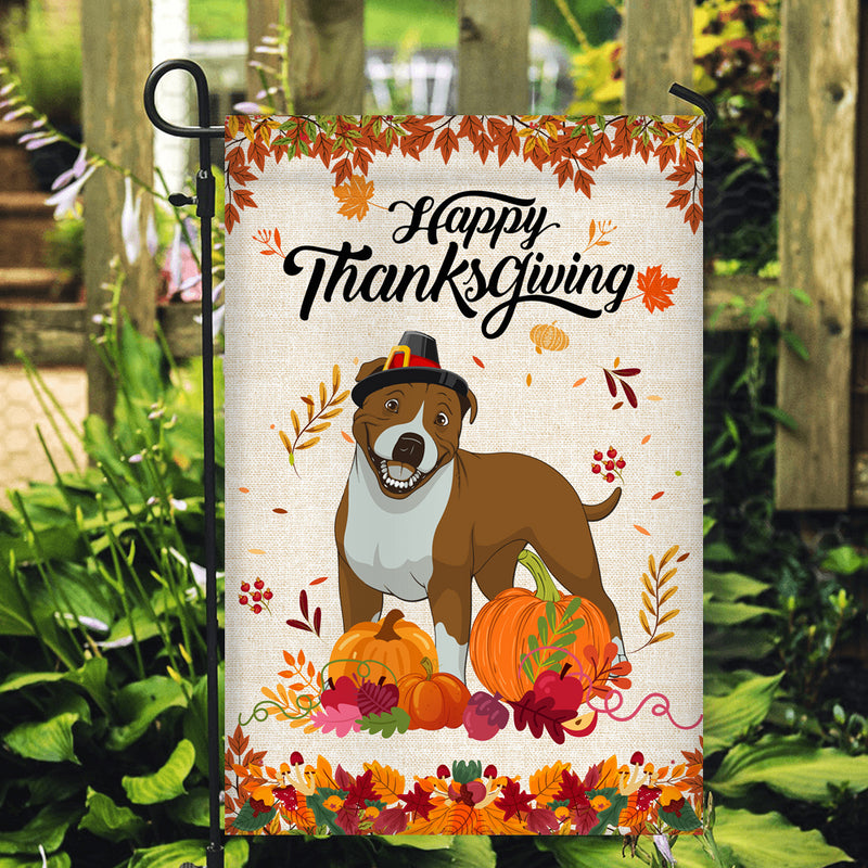 Happy Thanksgiving Funny Pitbull Flag Fall Pumpkin Farmhouse Autumn Thanksgiving Garden Flag mockup 2 800x.jpg