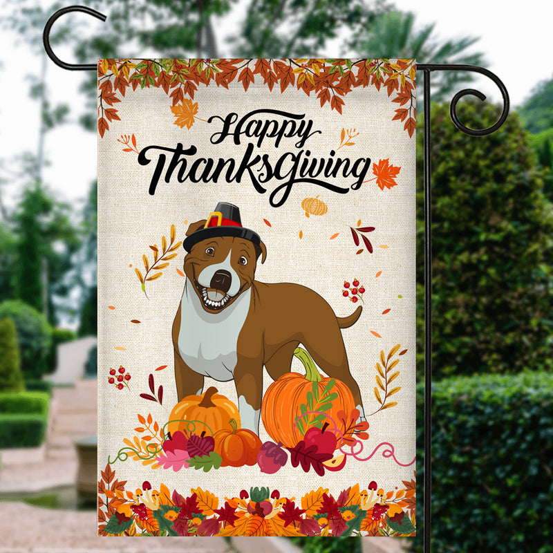 Happy Thanksgiving Funny Pitbull Flag Fall Pumpkin Farmhouse Autumn Thanksgiving Garden Flag mockup 3 800x.jpg