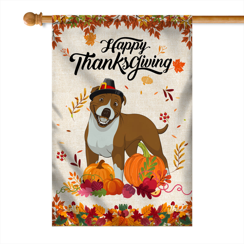 Happy Thanksgiving Funny Pitbull Flag Fall Pumpkin Farmhouse Autumn Thanksgiving House Flag mockup 1 800x.jpg