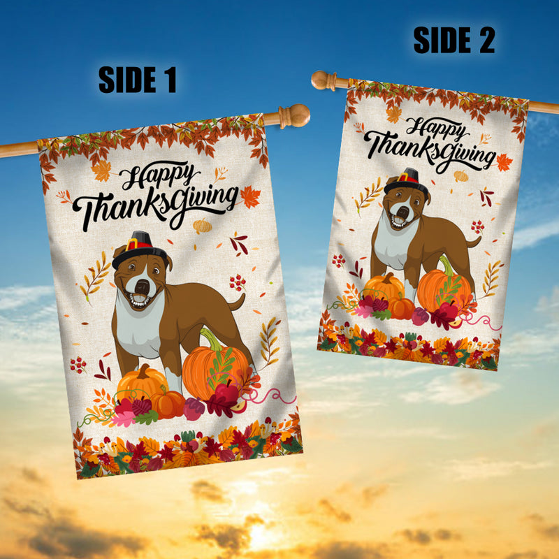 Happy Thanksgiving Funny Pitbull Flag Fall Pumpkin Farmhouse Autumn Thanksgiving House Flag mockup 3 800x.jpg