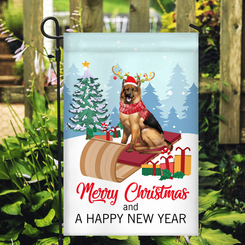 Dog German Shepherd Christmas Flag Merry Christmas and Happy New Year Welcome Gift for Dog Lovers Garden Flag mockup 2 800x.jpg