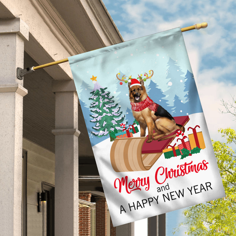 Dog German Shepherd Christmas Flag Merry Christmas and Happy New Year Welcome Gift for Dog Lovers House Flag mockup 2 800x.jpg