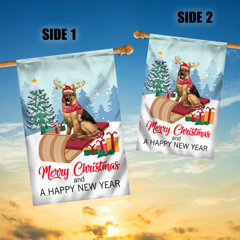 Dog German Shepherd Christmas Flag Merry Christmas and Happy New Year Welcome Gift for Dog Lovers House Flag mockup 3 800x.jpg