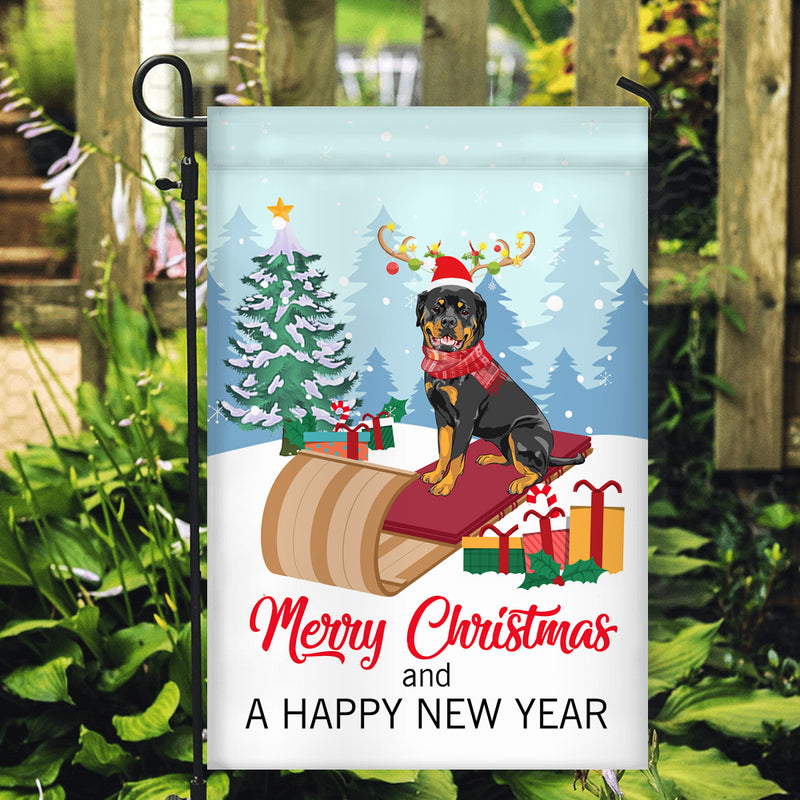 Dog Rottweiler Christmas Flag Merry Christmas and Happy New Year Welcome Gift for Dog Lovers Garden Flag mockup 2 800x.jpg