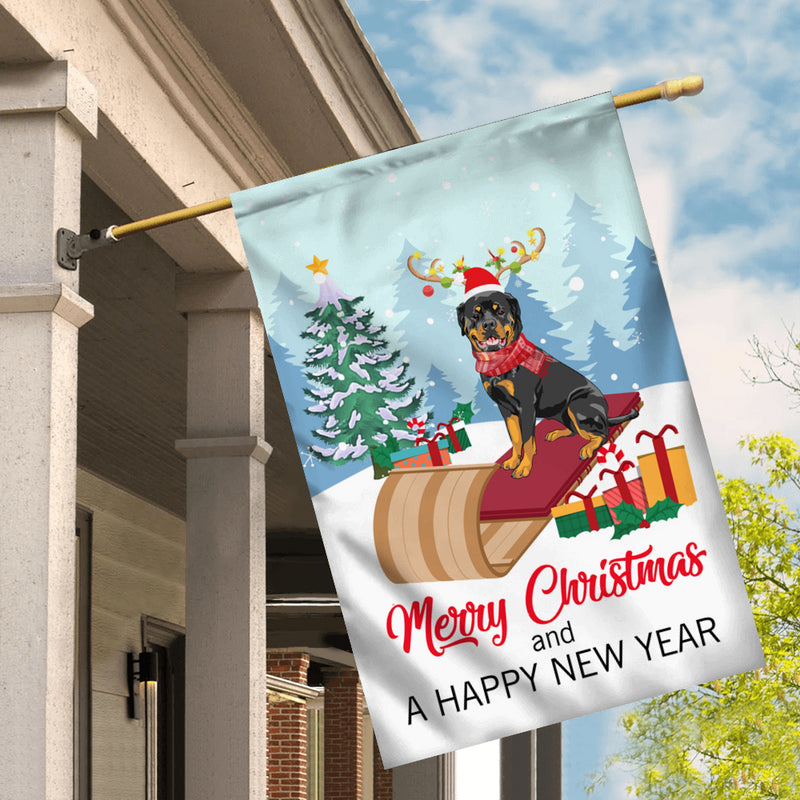 Dog Rottweiler Christmas Flag Merry Christmas and Happy New Year Welcome Gift for Dog Lovers House Flag mockup 2 800x.jpg