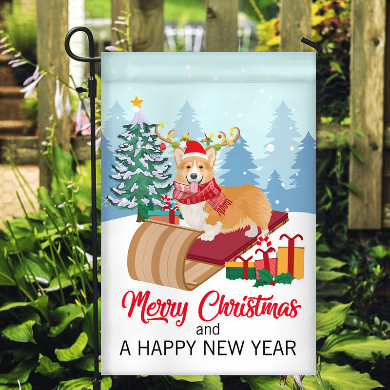 Dog Corgi Christmas Flag Merry Christmas and Happy New Year Welcome Gift for Dog Lovers Garden Flag mockup 2 800x.jpg