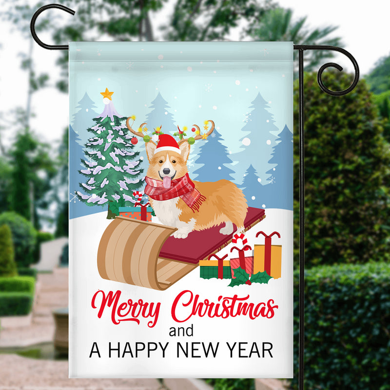 Dog Corgi Christmas Flag Merry Christmas and Happy New Year Welcome Gift for Dog Lovers Garden Flag mockup 3 800x.jpg