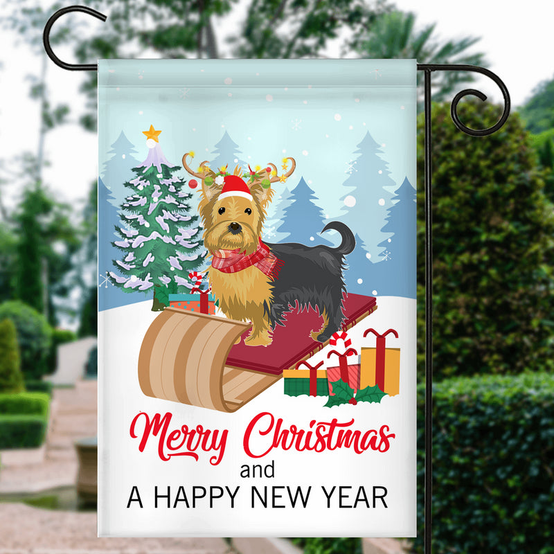 Dog Yorkie Christmas Flag Merry Christmas and Happy New Year Welcome Gift for Dog Lovers Garden Flag mockup 3 800x.jpg