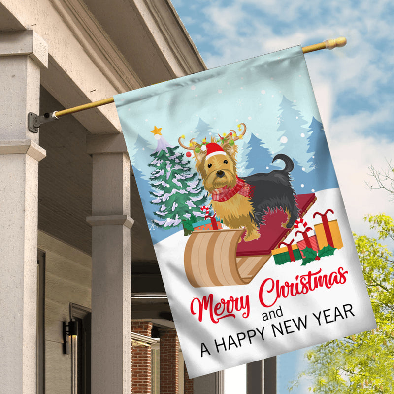 Dog Yorkie Christmas Flag Merry Christmas and Happy New Year Welcome Gift for Dog Lovers House Flag mockup 2 800x.jpg