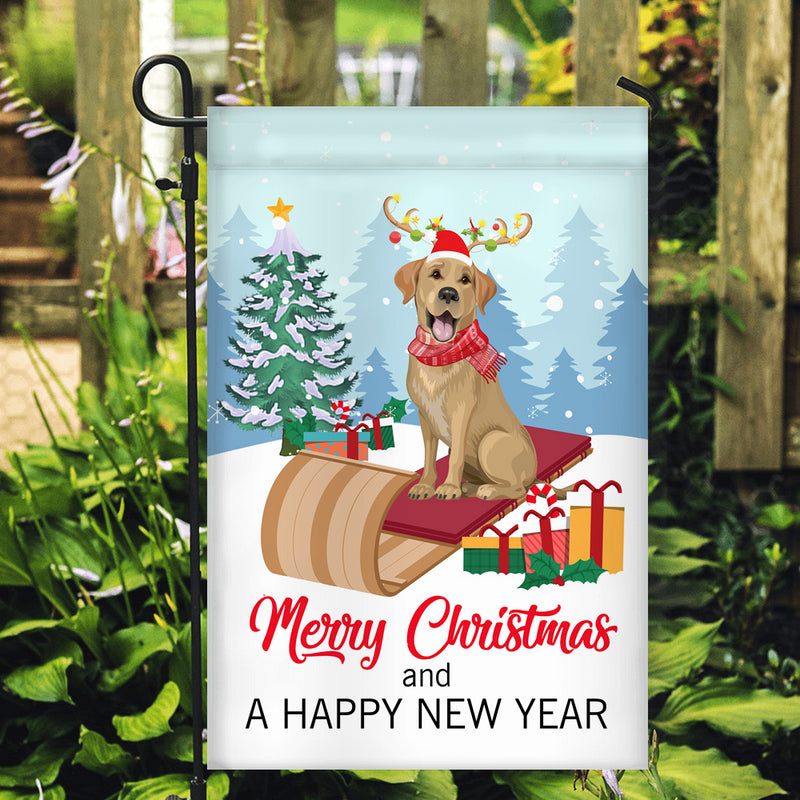 Dog Labrador Christmas Flag Merry Christmas and Happy New Year Welcome Gift for Dog Lovers Garden Flag mockup 2 800x.jpg