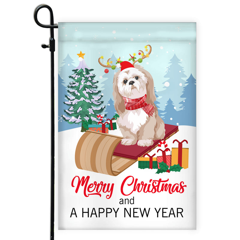 Dog Shih Tzu Christmas Flag Merry Christmas and Happy New Year Welcome Gift for Dog Lovers Garden Flag mockup 1 800x.jpg