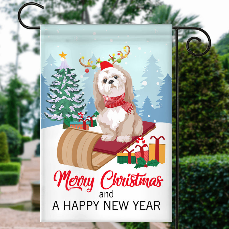 Dog Shih Tzu Christmas Flag Merry Christmas and Happy New Year Welcome Gift for Dog Lovers Garden Flag mockup 3 800x.jpg