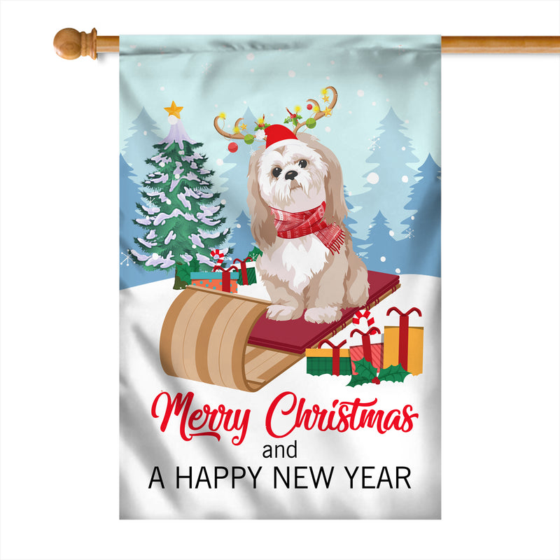 Dog Shih Tzu Christmas Flag Merry Christmas and Happy New Year Welcome Gift for Dog Lovers House Flag mockup 1 800x.jpg