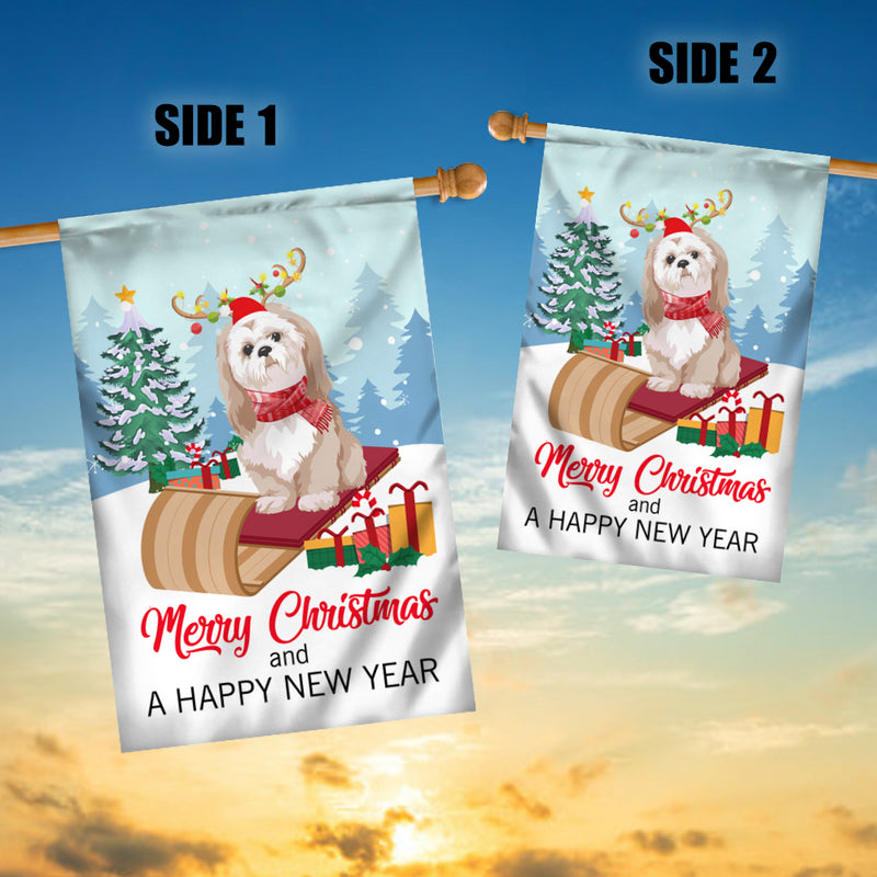 Dog Shih Tzu Christmas Flag Merry Christmas and Happy New Year Welcome Gift for Dog Lovers House Flag mockup 3 800x.jpg