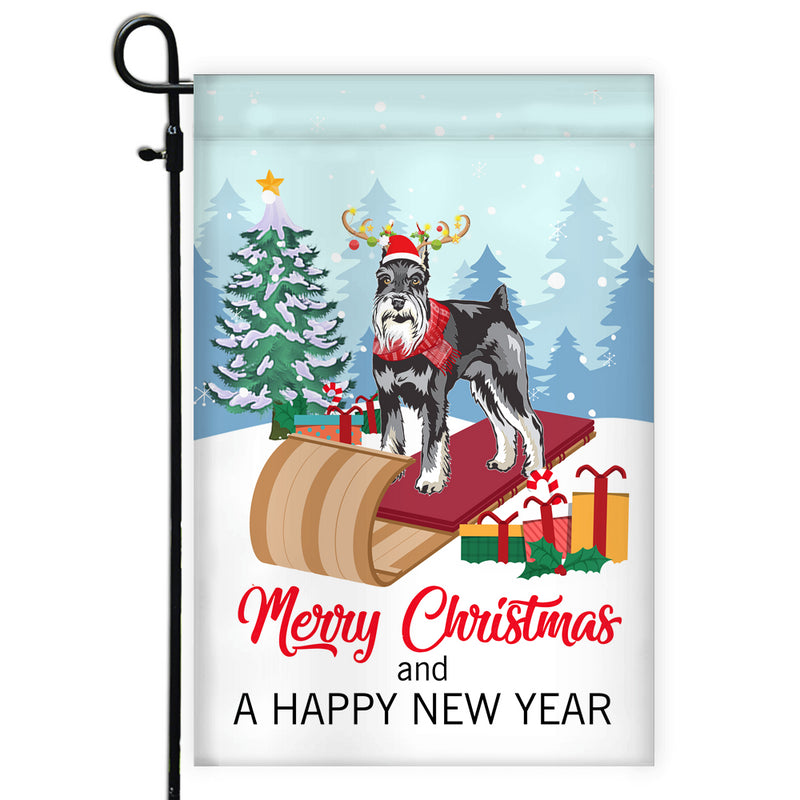 Dog Schnauzer Christmas Flag Merry Christmas and Happy New Year Welcome Gift for Dog Lovers Garden Flag mockup 1 800x.jpg