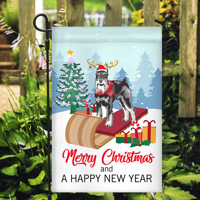 Dog Schnauzer Christmas Flag Merry Christmas and Happy New Year Welcome Gift for Dog Lovers Garden Flag mockup 2 800x.jpg