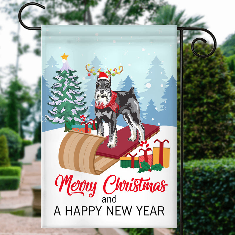 Dog Schnauzer Christmas Flag Merry Christmas and Happy New Year Welcome Gift for Dog Lovers Garden Flag mockup 3 800x.jpg