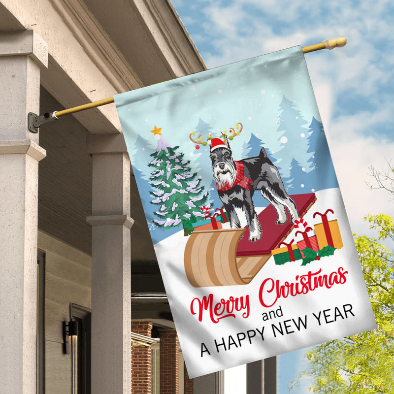Dog Schnauzer Christmas Flag Merry Christmas and Happy New Year Welcome Gift for Dog Lovers House Flag mockup 2 800x.jpg