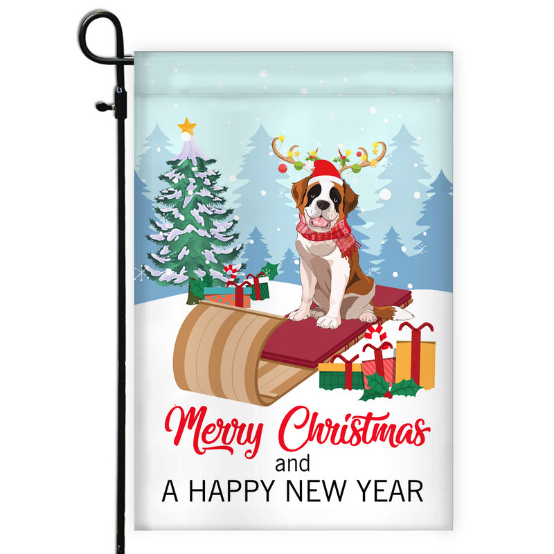Dog Saint Bernard Christmas Flag Merry Christmas and Happy New Year Welcome Gift for Dog Lovers Garden Flag mockup 1 800x.jpg