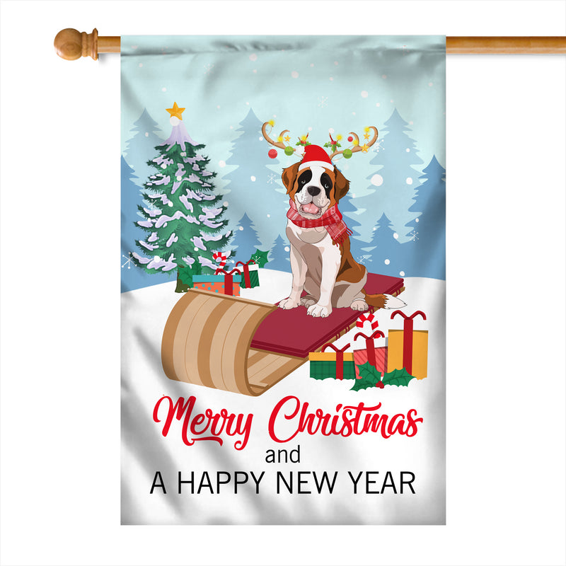 Dog Saint Bernard Christmas Flag Merry Christmas and Happy New Year Welcome Gift for Dog Lovers House Flag mockup 1 800x.jpg