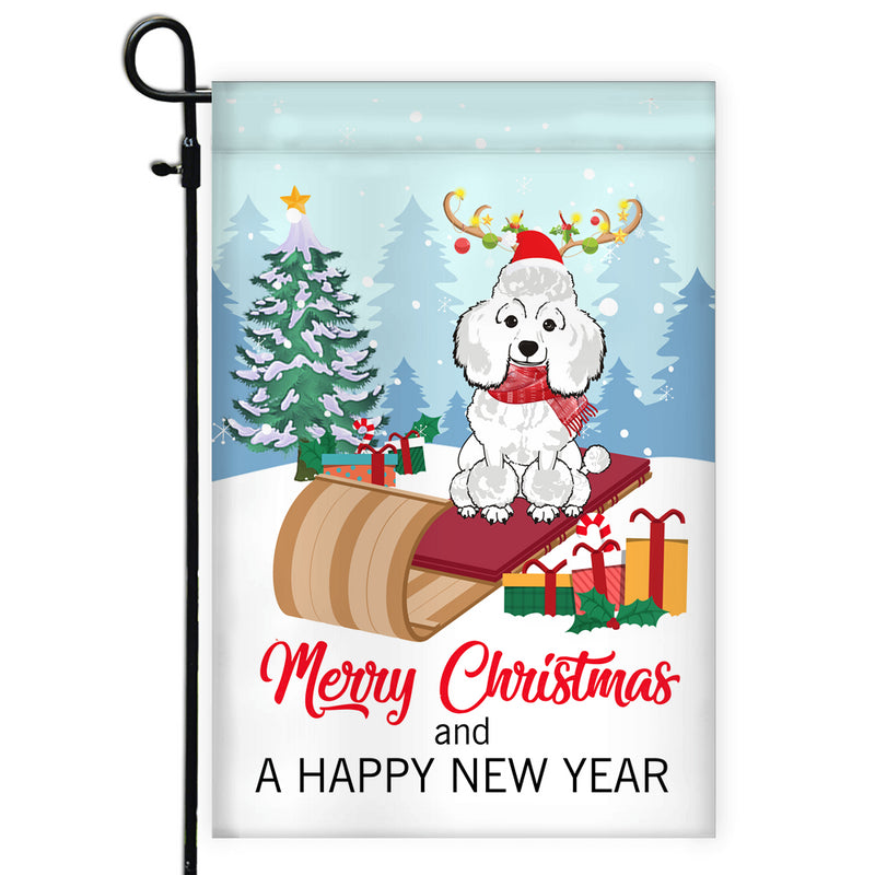 Dog Poodle Christmas Flag Merry Christmas and Happy New Year Welcome Gift for Dog Lovers Garden Flag mockup 1 800x.jpg