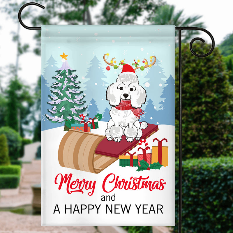 Dog Poodle Christmas Flag Merry Christmas and Happy New Year Welcome Gift for Dog Lovers Garden Flag mockup 3 800x.jpg