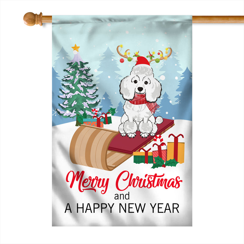 Dog Poodle Christmas Flag Merry Christmas and Happy New Year Welcome Gift for Dog Lovers House Flag mockup 1 800x.jpg