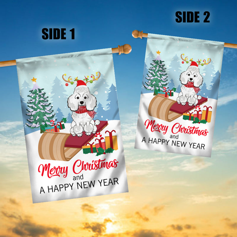 Dog Poodle Christmas Flag Merry Christmas and Happy New Year Welcome Gift for Dog Lovers House Flag mockup 3 800x.jpg