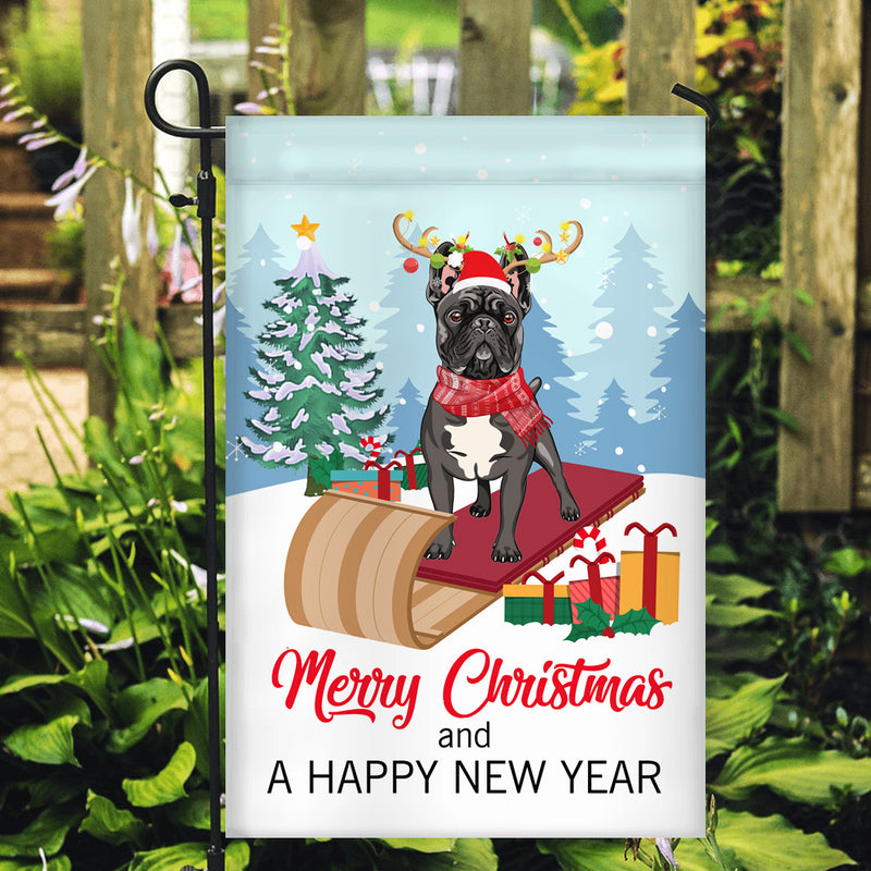 Dog French Bulldog Christmas Flag Merry Christmas and Happy New Year Welcome Gift for Dog Lovers Garden Flag mockup 2 800x.jpg
