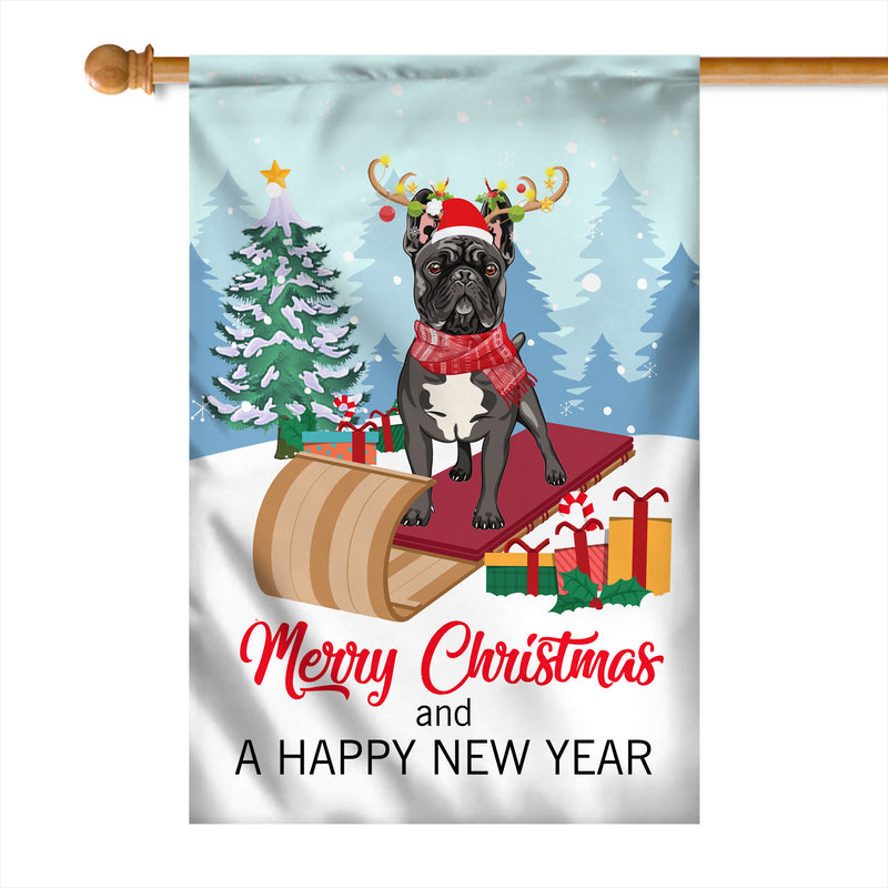 Dog French Bulldog Christmas Flag Merry Christmas and Happy New Year Welcome Gift for Dog Lovers House Flag mockup 1 800x.jpg