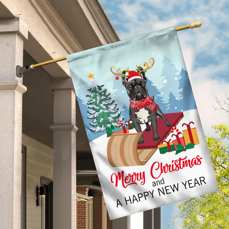 Dog French Bulldog Christmas Flag Merry Christmas and Happy New Year Welcome Gift for Dog Lovers House Flag mockup 2 800x.jpg