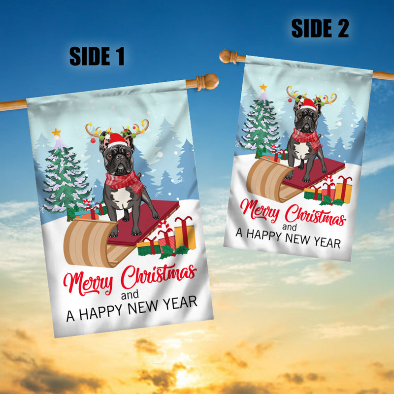 Dog French Bulldog Christmas Flag Merry Christmas and Happy New Year Welcome Gift for Dog Lovers House Flag mockup 3 800x.jpg