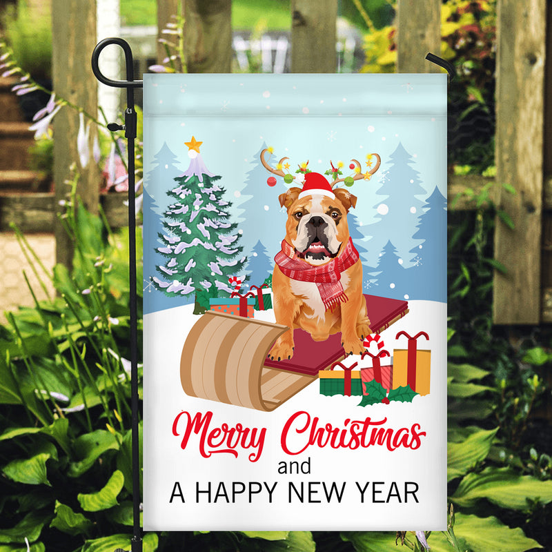 Dog Bulldog Christmas Flag Merry Christmas and Happy New Year Welcome Gift for Dog Lovers Garden Flag mockup 2 800x.jpg