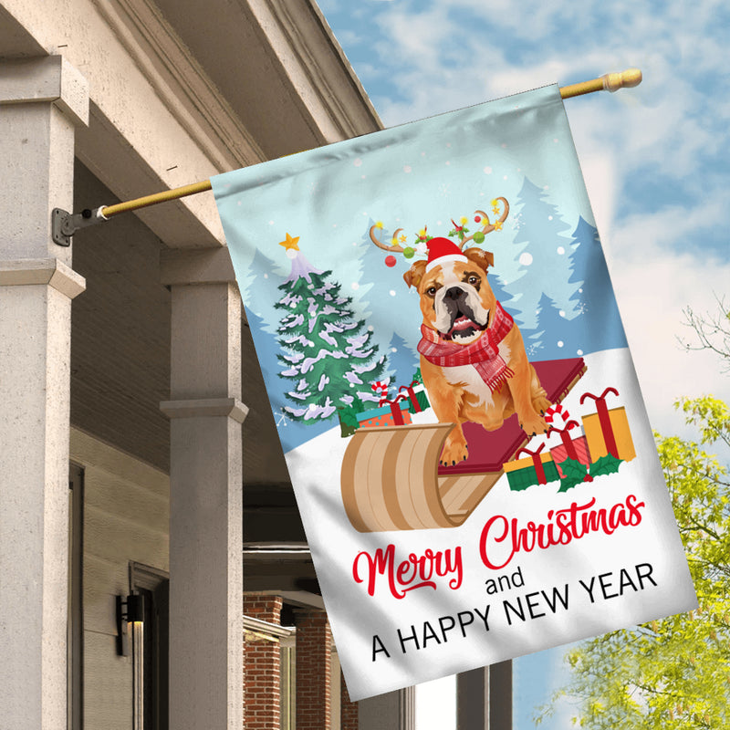 Dog Bulldog Christmas Flag Merry Christmas and Happy New Year Welcome Gift for Dog Lovers House Flag mockup 2 800x.jpg