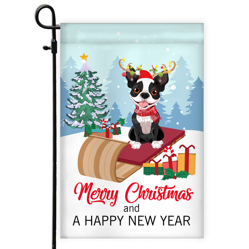 Dog Boston Terrier Christmas Flag Merry Christmas and Happy New Year Welcome Gift for Dog Lovers Garden Flag mockup 1 800x.jpg