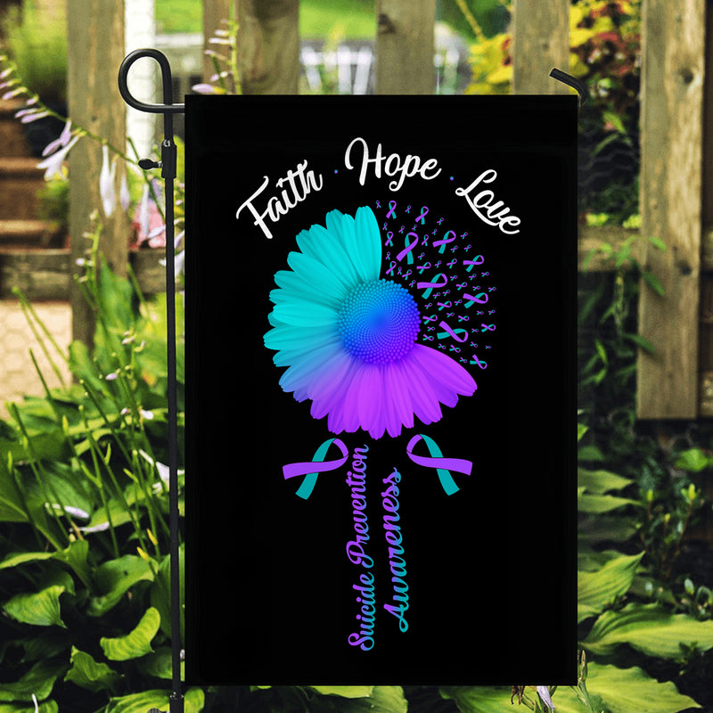 Faith Hope Love Suicide Prevention Awareness Flag Daisy Flower Teal and Purple Ribbon Garden Flag mockup 2 800x.jpg