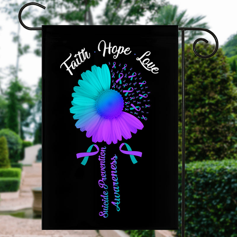 Faith Hope Love Suicide Prevention Awareness Flag Daisy Flower Teal and Purple Ribbon Garden Flag mockup 3 800x.jpg