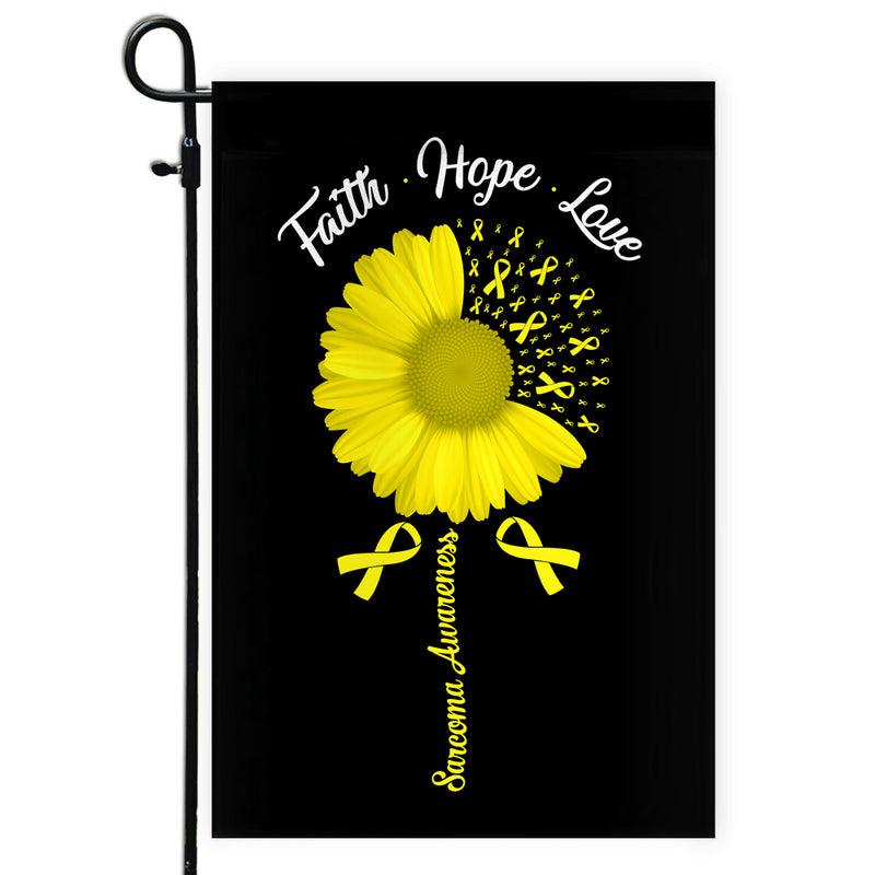 Faith Hope Love Sarcoma Awareness Flag Daisy Flower Yellow Ribbon Garden Flag mockup 1 800x.jpg