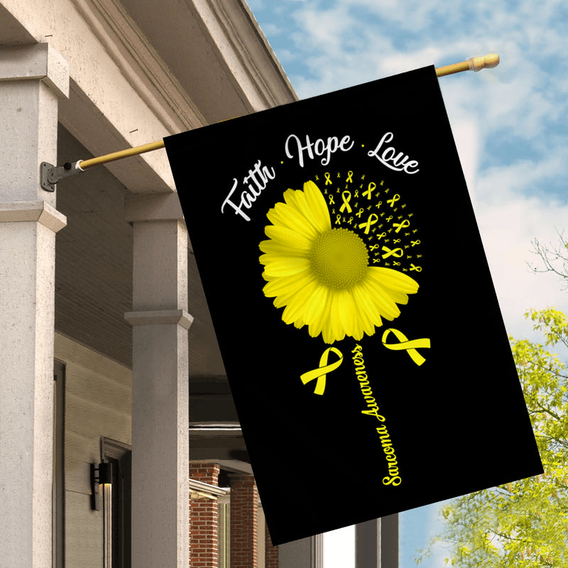 Faith Hope Love Sarcoma Awareness Flag Daisy Flower Yellow Ribbon House Flag mockup 2 800x.jpg