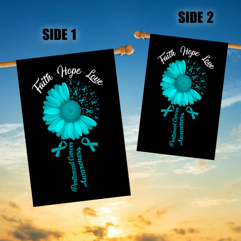 Faith Hope Love Peritoneal Cancer Awareness Flag Daisy Flower Teal Ribbon House Flag mockup 3 800x.jpg