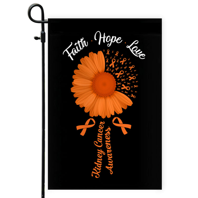 Faith Hope Love Kidney Cancer Awareness Flag Daisy Flower Orange Ribbon Garden Flag mockup 1 800x.jpg