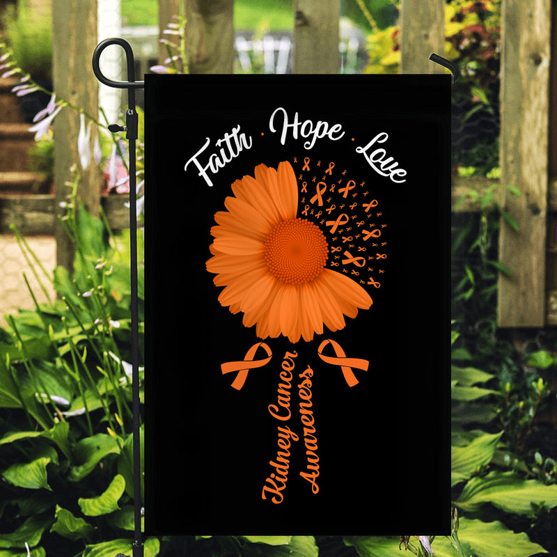 Faith Hope Love Kidney Cancer Awareness Flag Daisy Flower Orange Ribbon Garden Flag mockup 2 800x.jpg